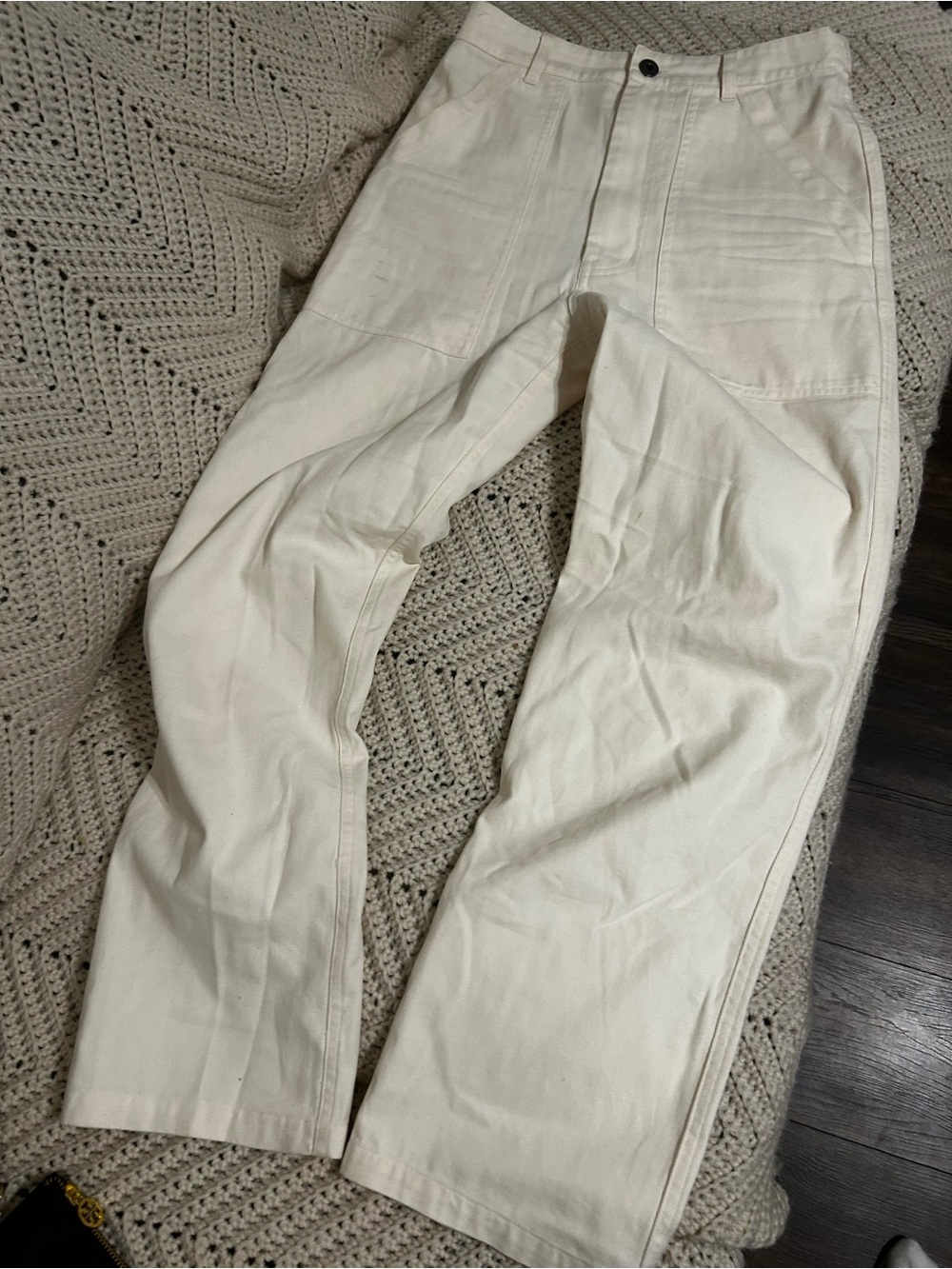 Women's Cream Straight-Leg Workwear Chinos